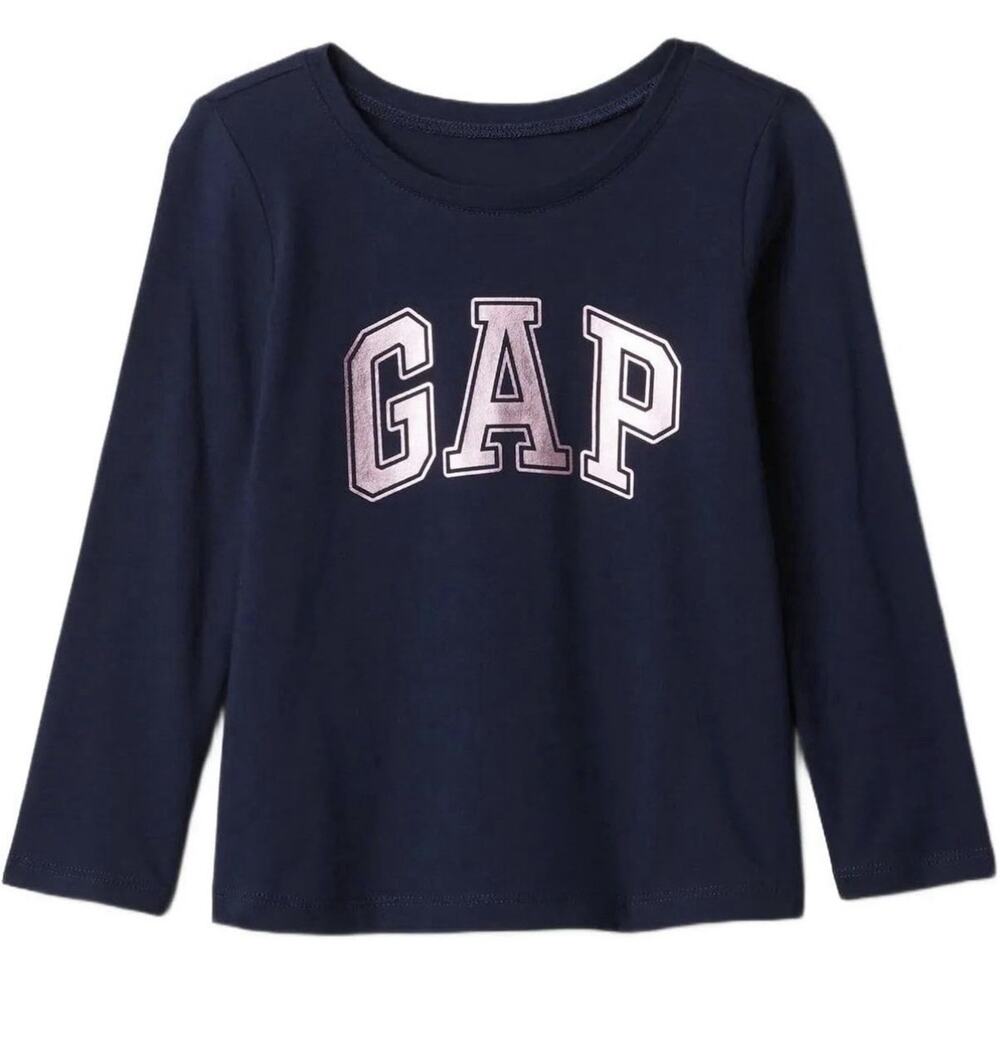 Gap Long Sleeve Logo T-Shirt Navy / Pink 3 Years 3T NWT